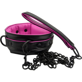 Pink & Black Bondage Collar & Leash