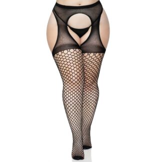 Lace Oval Net Suspender Tights Plus Size